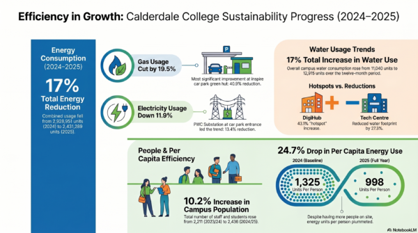 Calderdale College climate action infographic.